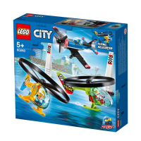 LEGO City Luchtrace 60260 vliegend helikopterspeelgoed, bevat 2 helikopters met trekbandje, een stuntvliegtuig en 2 pylonen, plus minifiguren van de piloten Rivera, Xtreme en Vitarush (140 onderdelen)
